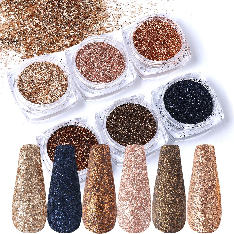 Nail Glitter Rose Gold Colors