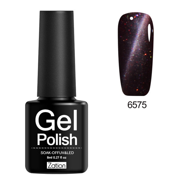 Zation Cat Eye Nail Gel Polish Shining Colorful Glue Nail Art Semi Permanent Magnetic Enamel Gel Nail Lacquer Varnish
