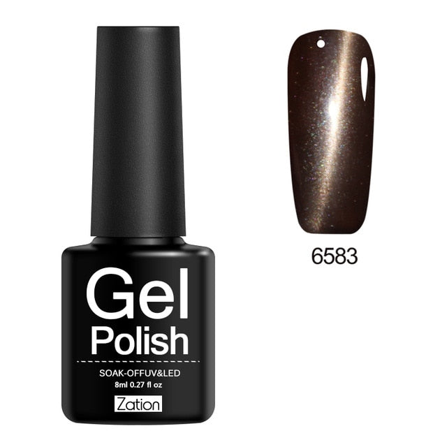 Zation Cat Eye Nail Gel Polish Shining Colorful Glue Nail Art Semi Permanent Magnetic Enamel Gel Nail Lacquer Varnish