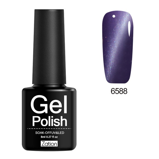 Zation Cat Eye Nail Gel Polish Shining Colorful Glue Nail Art Semi Permanent Magnetic Enamel Gel Nail Lacquer Varnish